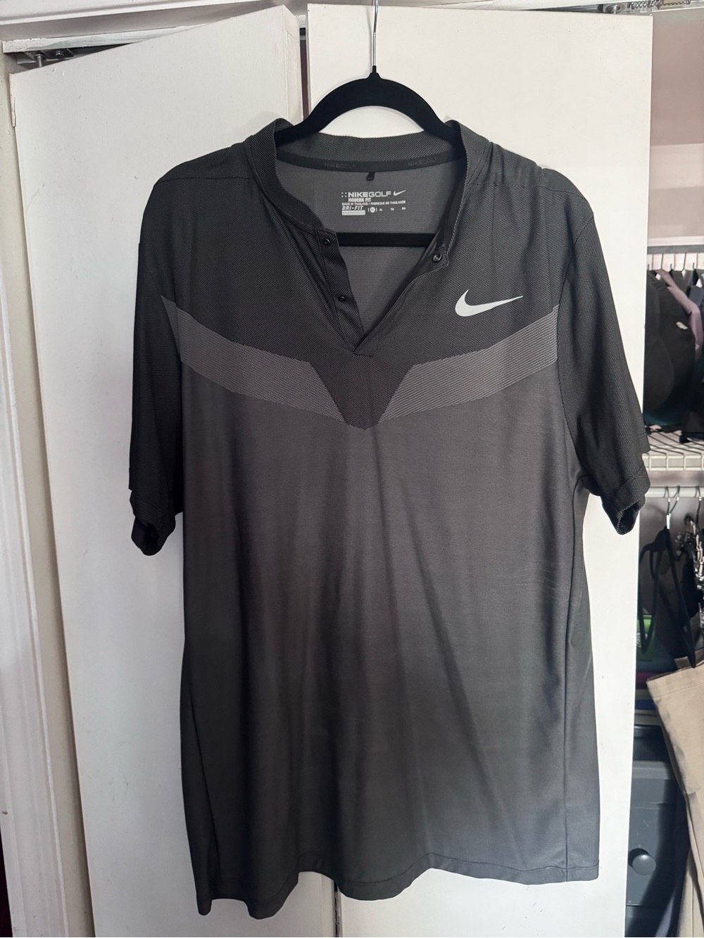 Nike Men's Charcoal and Light Gray Golf Polo